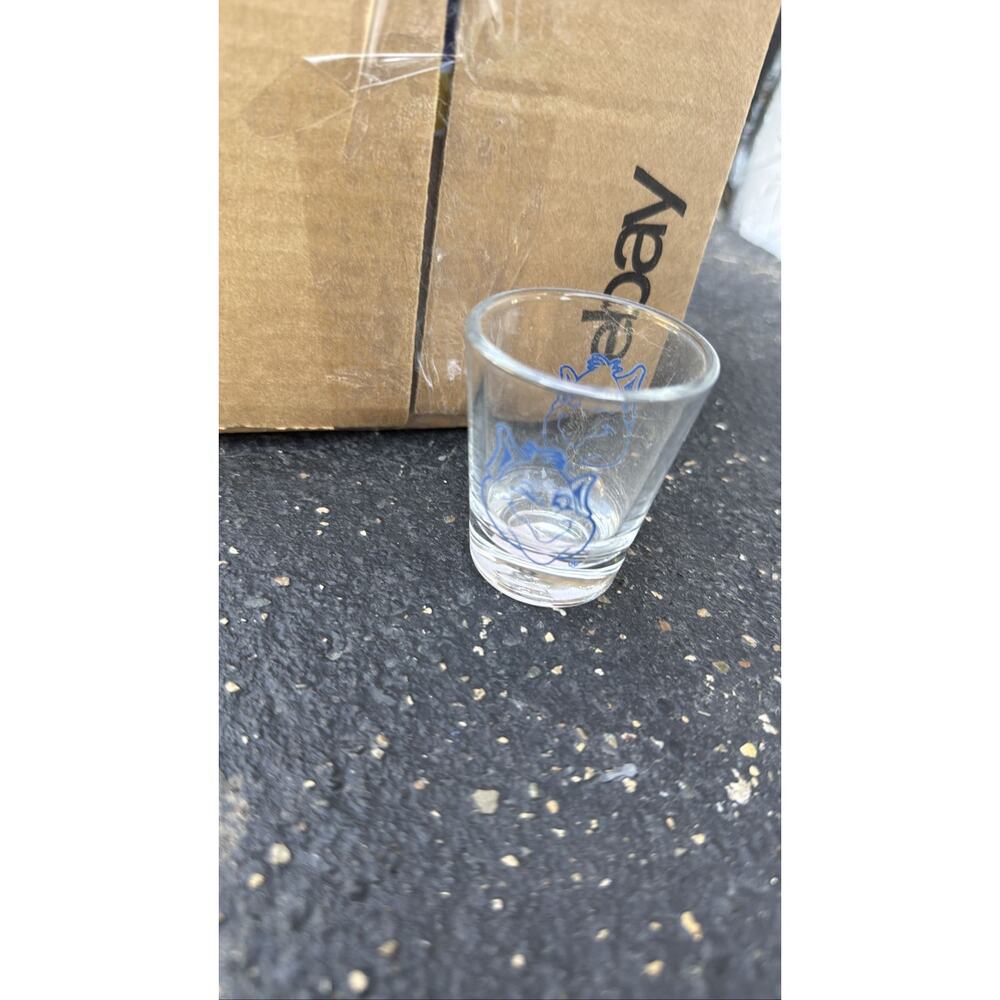 Vintage Gull Shot Seagull Blue Clear Glass Shot Glass Barware